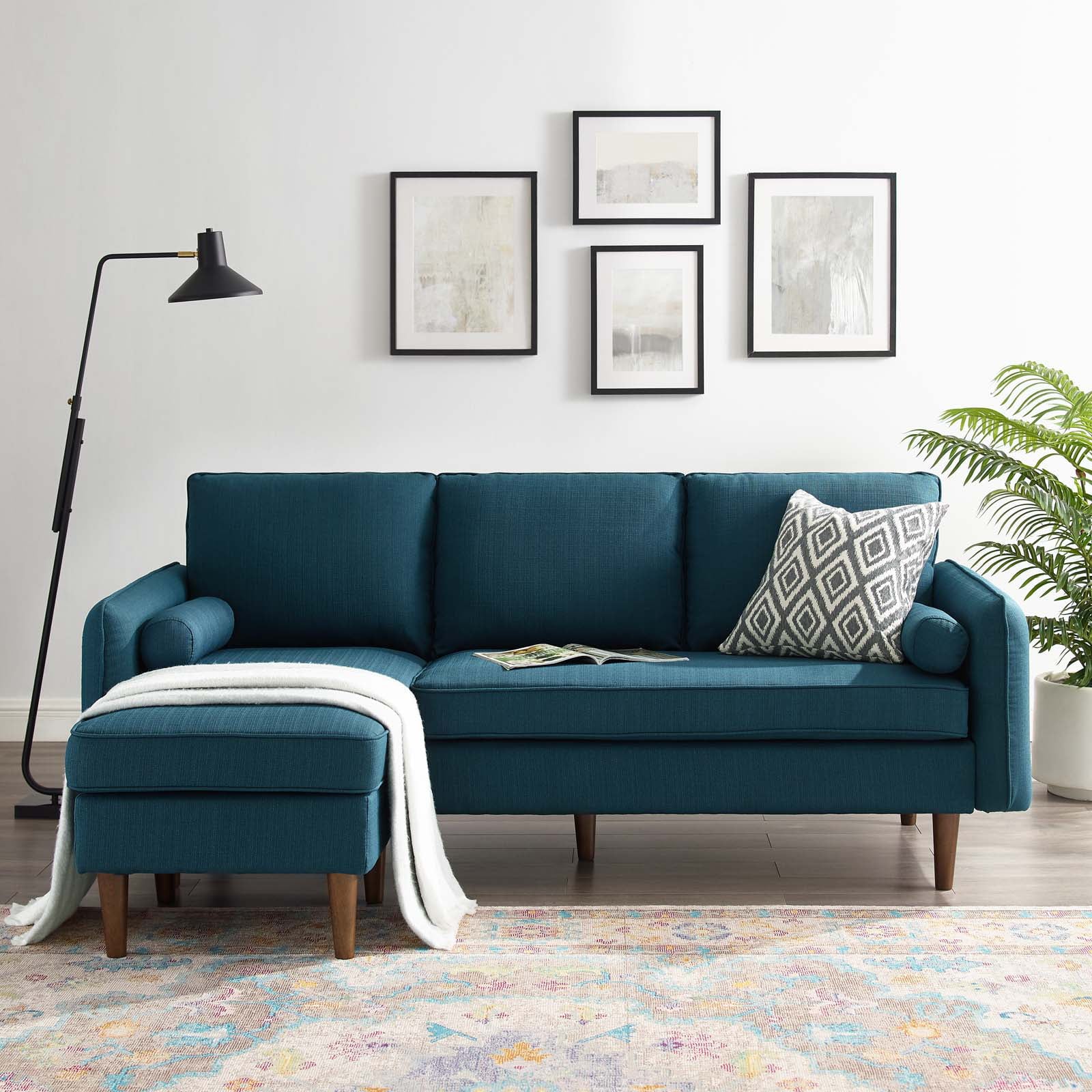 Navy Blue Fabric Sectional Sofa Set for Living Room L590663