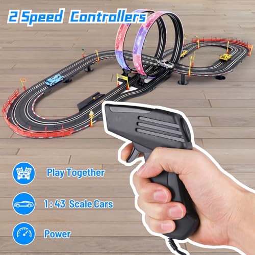 Slot Car Race Track Set with 4 Cars, Loop and Crossover S66649