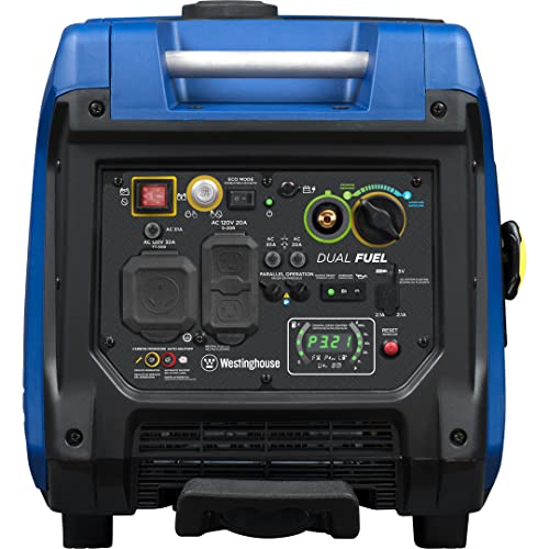 5000 Peak Watt Dual Fuel Portable Inverter Generator with Wheel & Handle Kit F235672