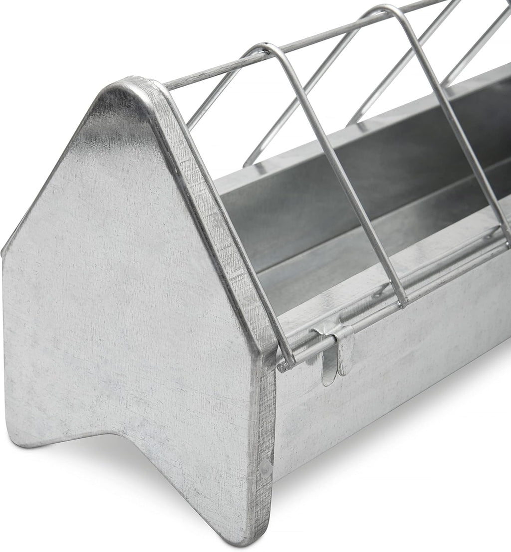 Galvanized Metal Chicken Feeder Trough with Anti Roosting Guard R131346