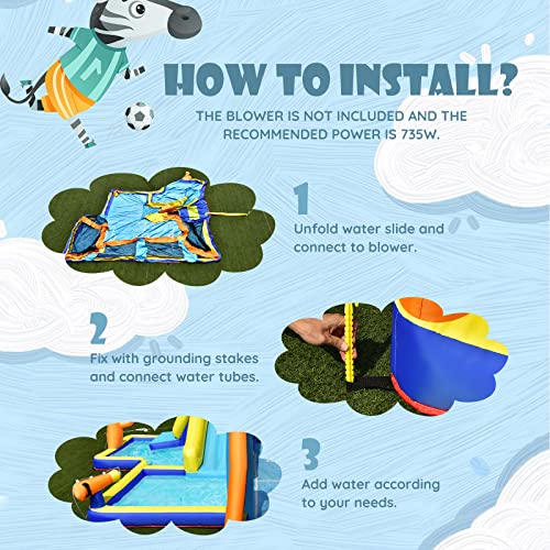 Inflatable Water Slide with Soccer Zone, Climbing Wall and Water Cannons R796092