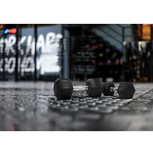 Rubber Hex Dumbbells with Metal Handle for Strength Training, 5-65lbs M885386