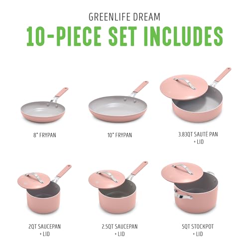 Ceramic Nonstick Cookware Set, 10-Piece Pots & Frying Pans, PFAS-Free, Oven Safe P723062
