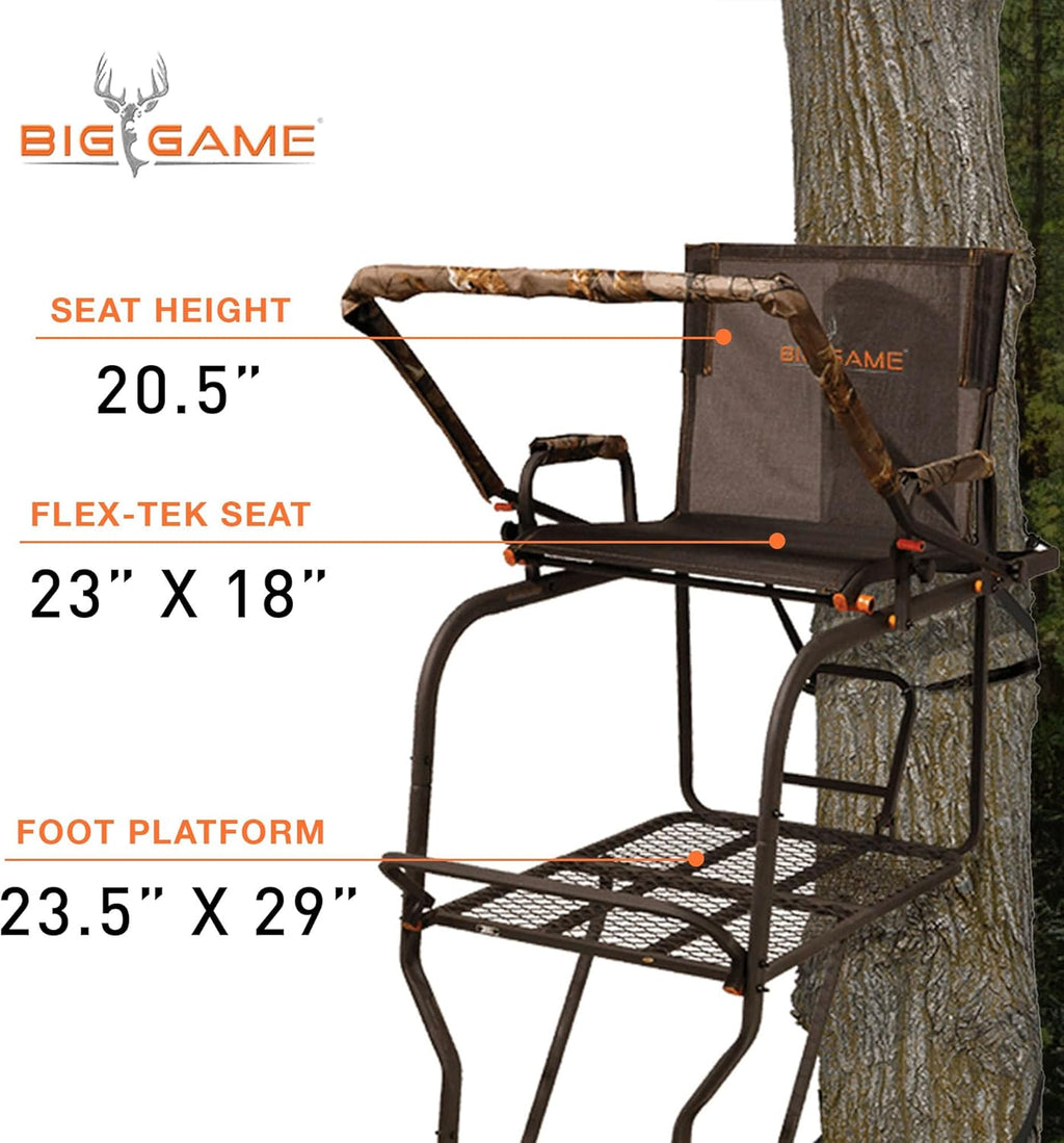 18.5 Foot 1 Person Deer Hunting Adjustable Ladder Tree Stand with Fall Arrest System, Camouflage (2 Pack) C191