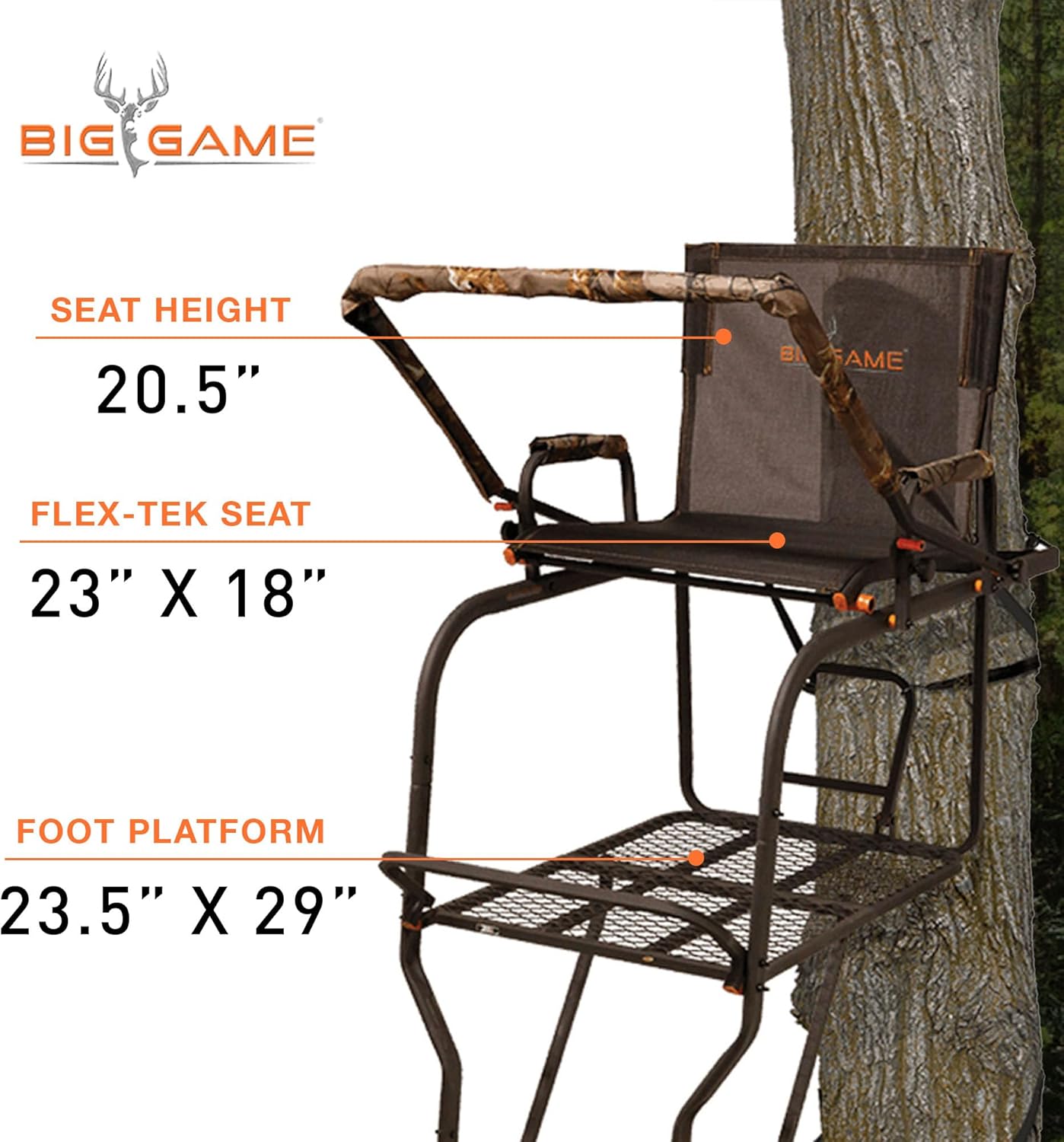 18.5 Foot 1 Person Deer Hunting Adjustable Ladder Tree Stand with Fall Arrest System, Camouflage (2 Pack) C191