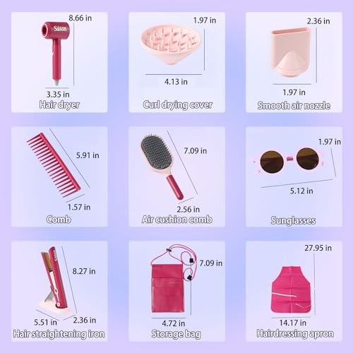 Girls Hair Salon Pretend Play Set with Stylist Toys and Accessories P650