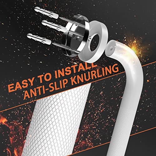 2 Pack 24 Inch Anti-Slip Shower Grab Bars with Rubber Grip, Stainless Steel Bathroom Wall Mount Handrail M1501