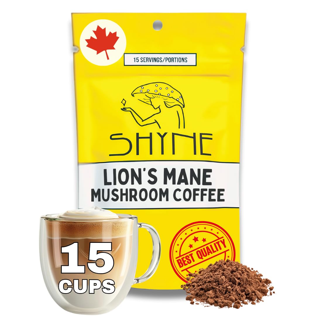 Shyne Lion's Mane Instant Coffee - Organic Ingredients - Mushroom Extract - Take With You On The Go - Camping - Cottage or Home.