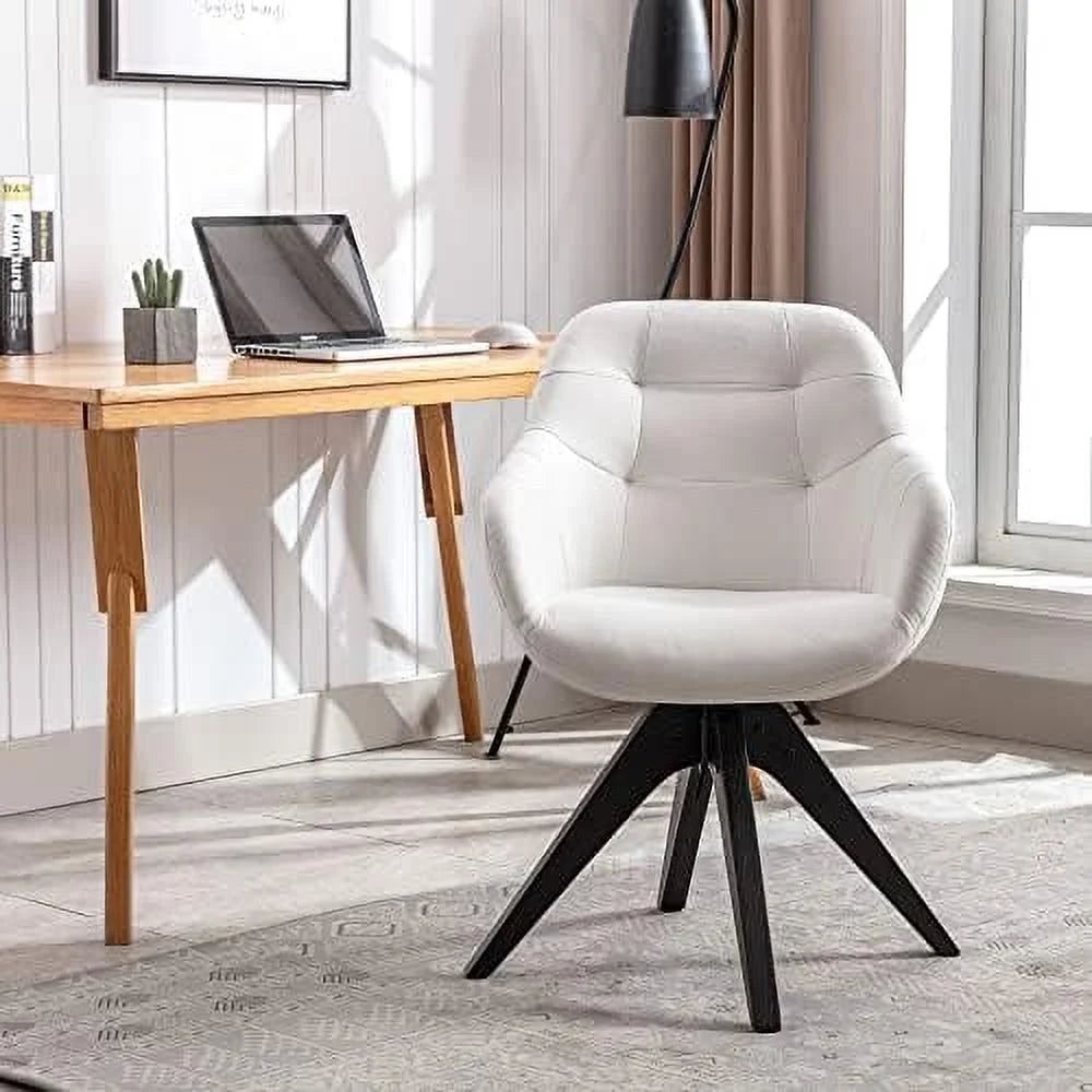 Mid Century Modern Swivel Armchair Fabric Accent Chair with Wood Legs E96436