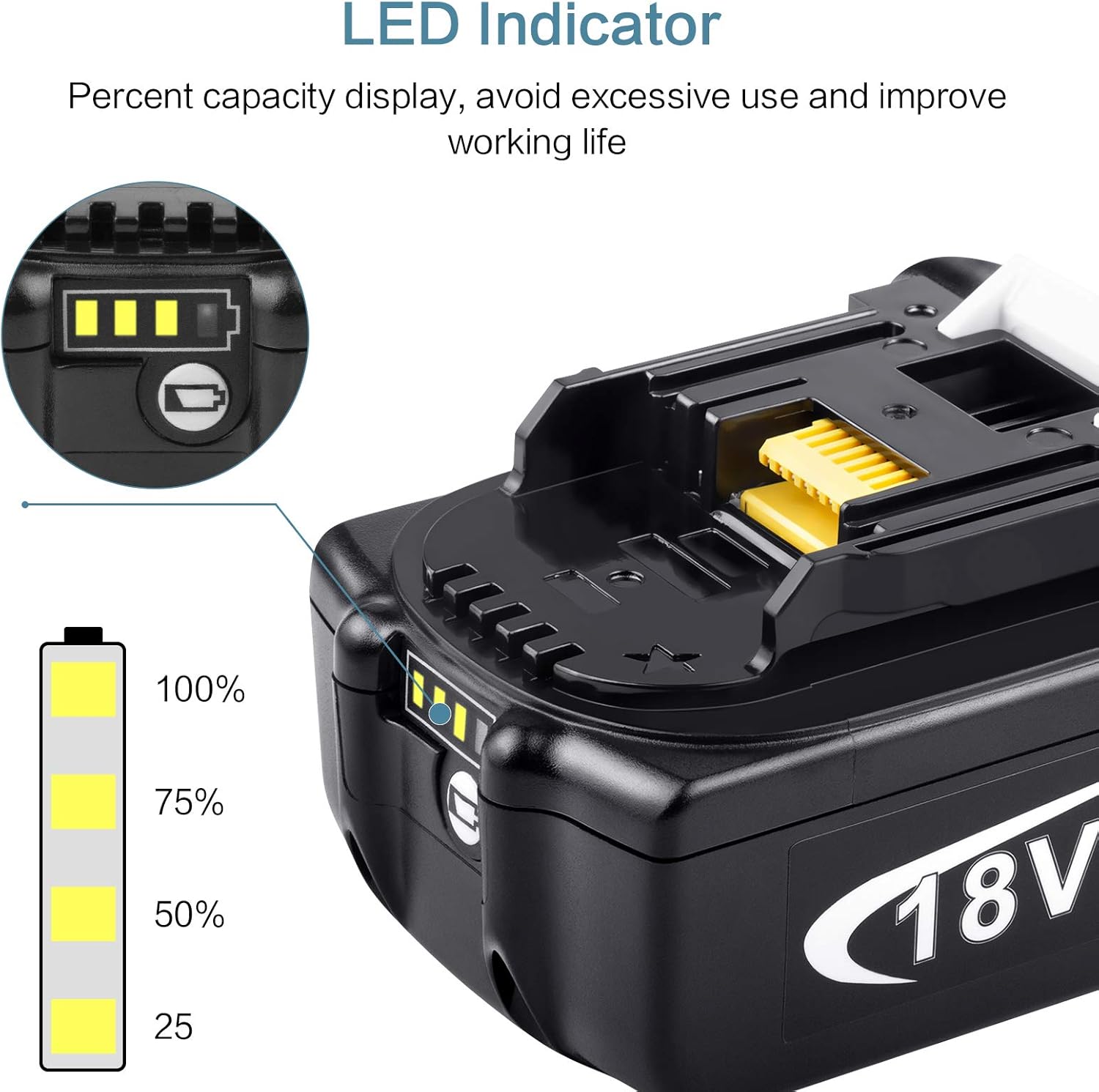 18V 6000mAh Lithium Battery Replacement with LED Indicator N8922