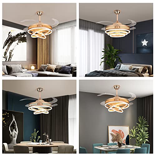 42" Invisible Ceiling Fan Chandelier Light with Remote Control P324151
