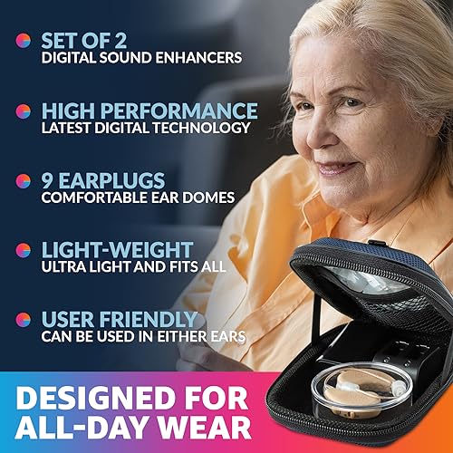 Rechargeable BTE Hearing Amplifiers with USB Charging Dock, Black D682830