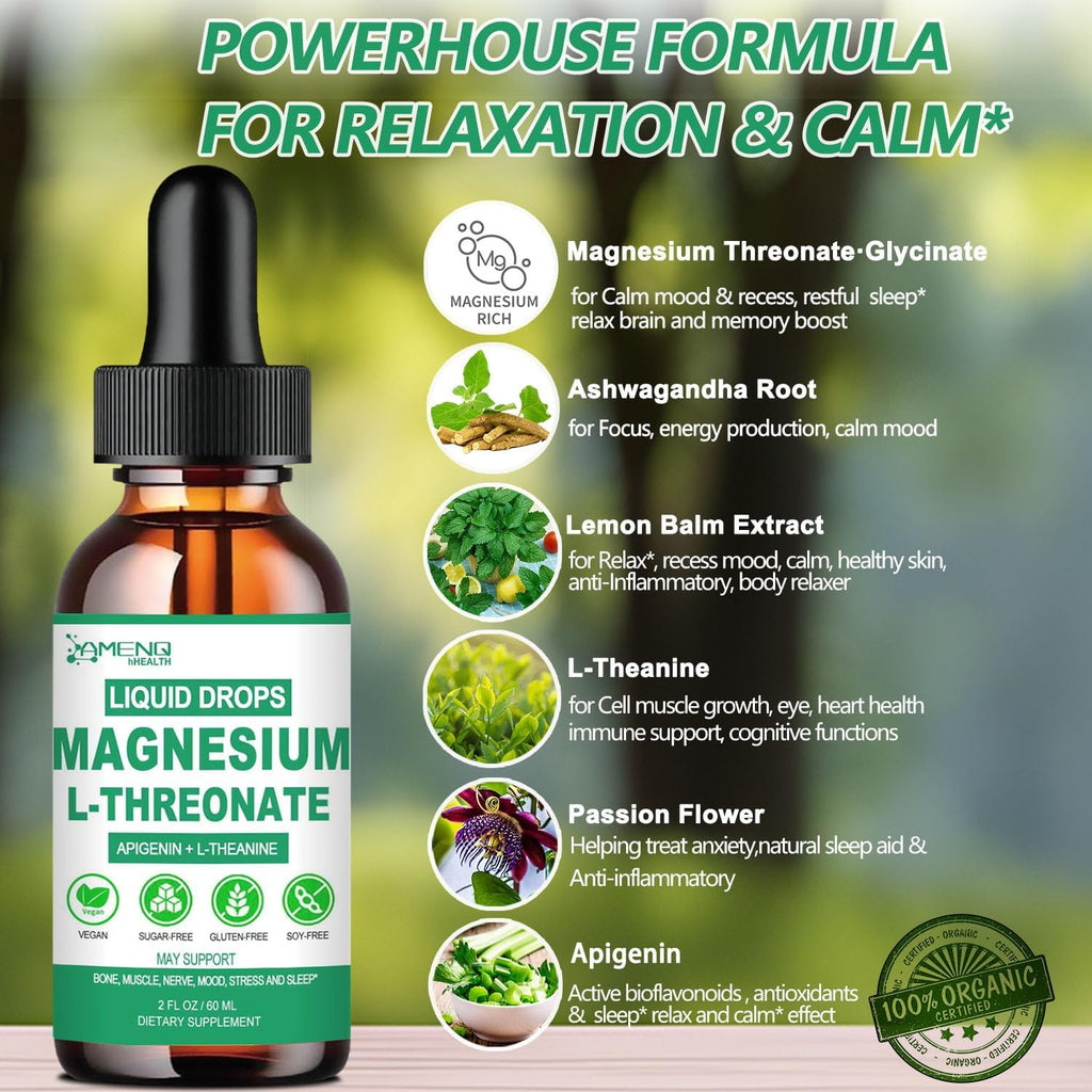Magnesium L-Threonate Liquid with Apigenin, Theanine, and Lemon Balm G4885