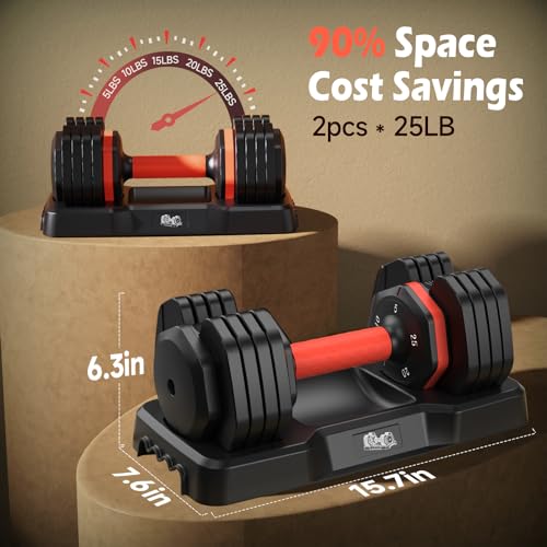 Adjustable Dumbbells Set, 5-55LB Pair, Anti-Slip Handle for Home Gym O6867