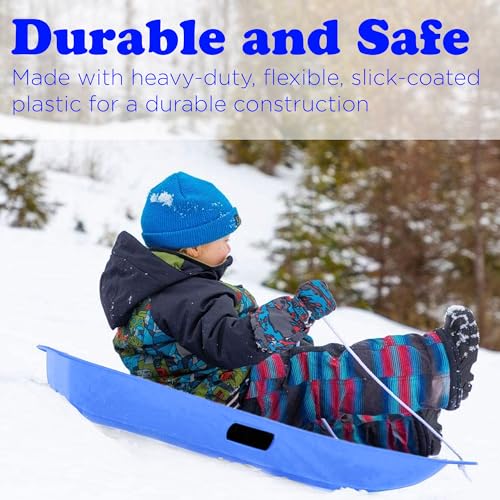 Plastic Toboggan Snow Sled with Pull Rope and Handles Z630