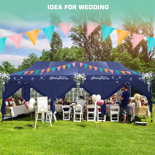 10x20 Pop Up Canopy Tent with 6 Removable Sidewalls, Waterproof and UV 50+ U619