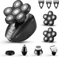 6D Electric Shaver for Bald Men 7 in 1 Professional Mens Razors Rotary Head Shavers Waterproof Bald Shaver Rechargeable Shavers Wet & Dry Bald Shaving Grooming Cordless Balding Razor for Men