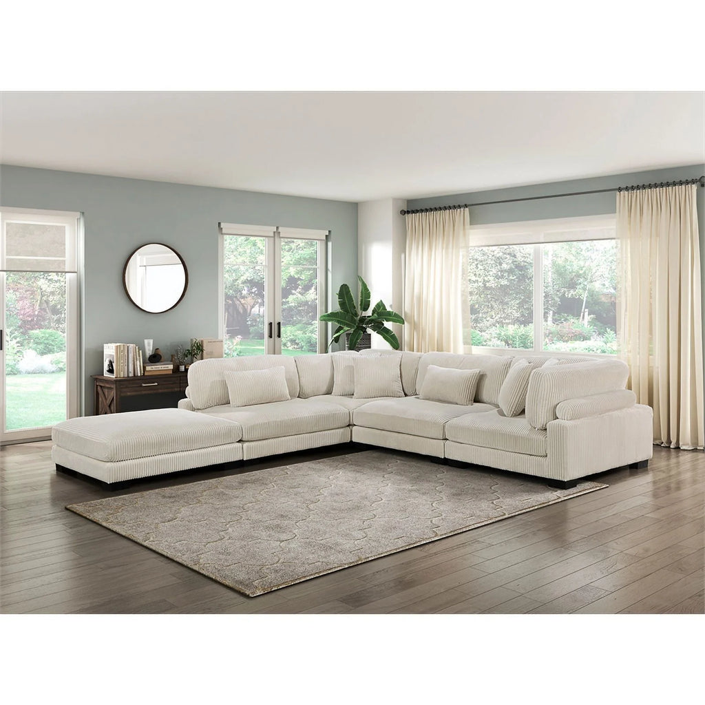 Modular Sectional Sofa in Beige Corduroy G142396