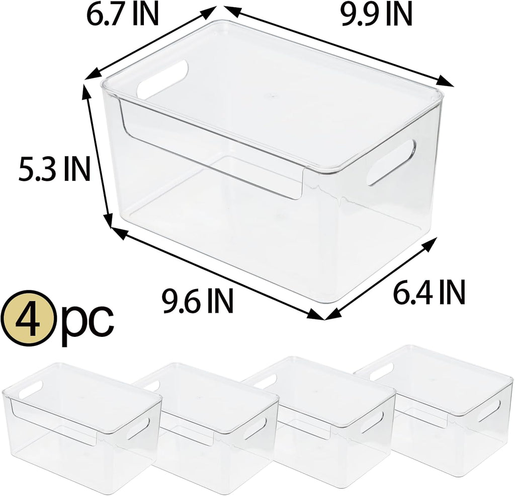 Clear Plastic Storage Bins with Lids, Stackable Organizer Boxes H707098