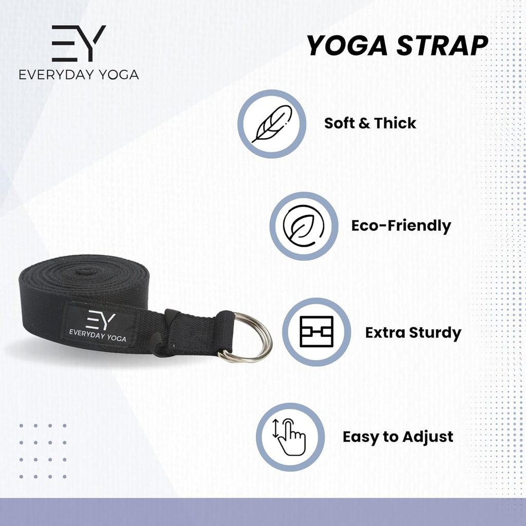 Yoga Bolster and Strap Set, Rectangular Meditation Pillow, Soft Lightweight with Carry Handle K1545