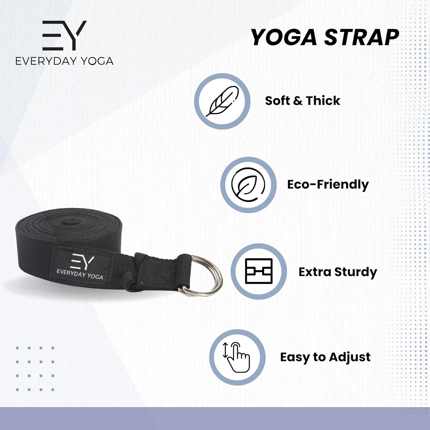 Yoga Bolster and Strap Set, Rectangular Meditation Pillow, Soft Lightweight with Carry Handle K1545