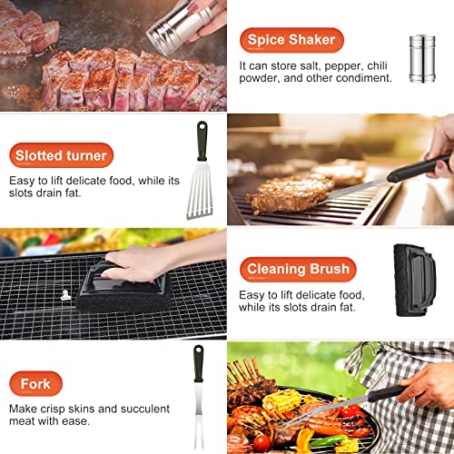 Flat Top Grill Accessories Kit, 14-Piece Spatula Set with Basting Cover and Scraper Z525