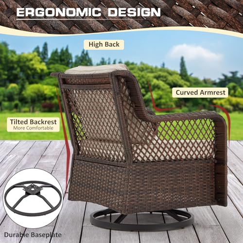 Outdoor Wicker Patio Conversation Set with Table and Ottomans P803