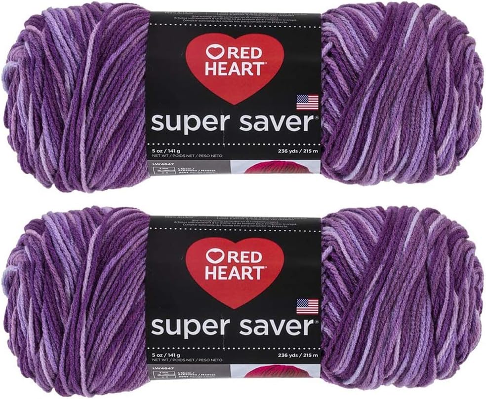 Bulk Buy: Red Heart Super Saver (2-Pack) (Purple Tones, 5 oz Each Skein)