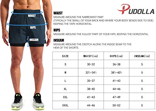 Men's 2 in 1 Running Shorts 5" Quick Dry with Phone Pockets P432