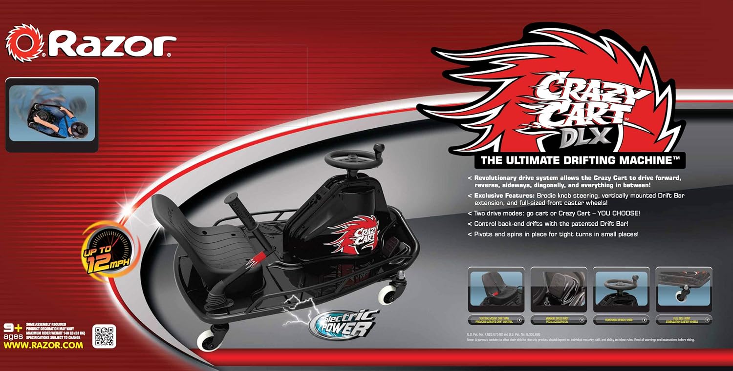 24V Electric Drifting Go Kart with Variable Speed, Up to 12 mph, Black/Red T428