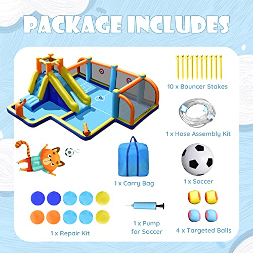 Inflatable Water Slide with Soccer Zone, Climbing Wall and Water Cannons R796092