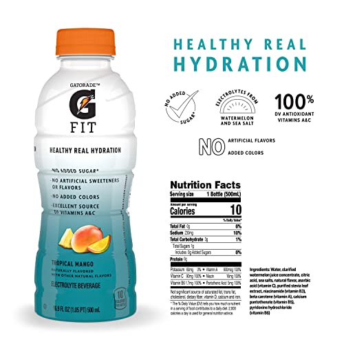 Electrolyte Beverage, Tropical Mango, 16.9 oz Bottles (12 Pack) G151803