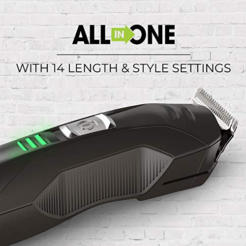All-in-One Grooming Kit, 8 Piece Set with Trimmer, Shaver, Clippers, Beard and Stubble Combs I13964