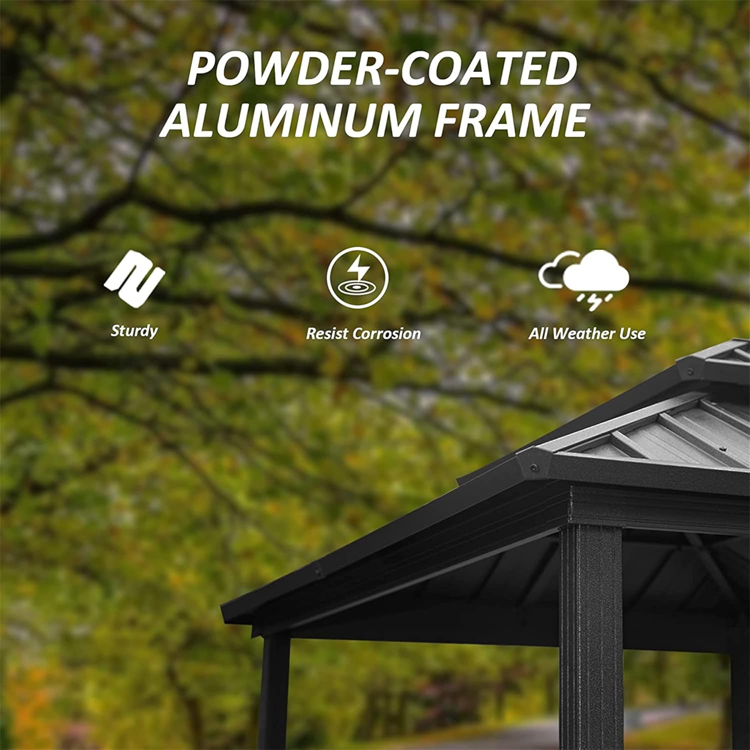 Outdoor Aluminum Hardtop Grill Gazebo with Shelves and Double Roof Y613