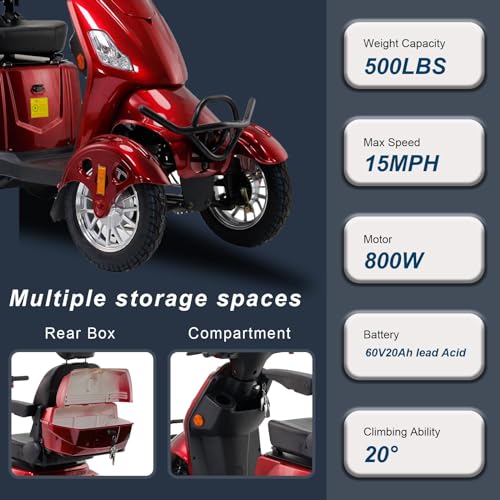 Heavy Duty All Terrain Mobility Scooter for Seniors, 500lbs Capacity, 40 Mile Range G73926