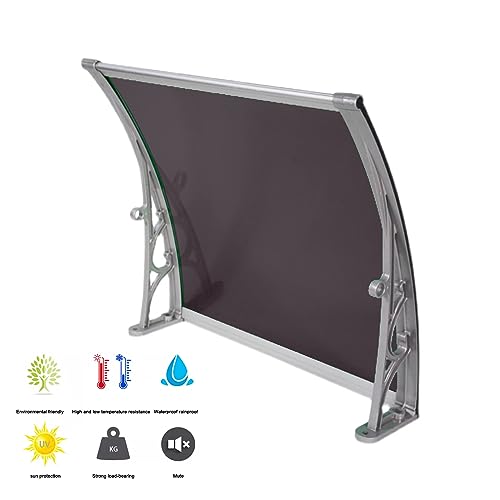 Front Door Canopy Window Awning with Polycarbonate Cover and White Bracket V6214