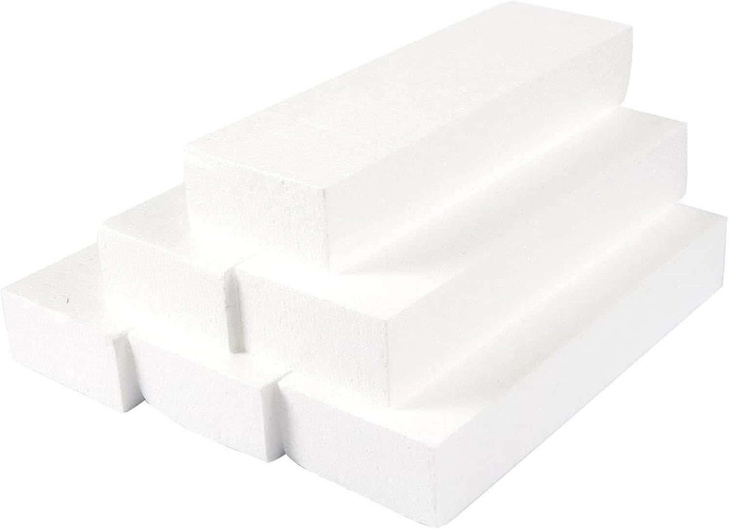 Juvale 6 Pack Foam Blocks for Crafts - 12x4x2 inch Polystyrene Brick Rectangles for Art Sculpting, Flower Arrangements, DIY, Packing
