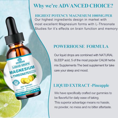 Magnesium L-Threonate Liquid with Apigenin, Theanine and Lemon Balm F2982