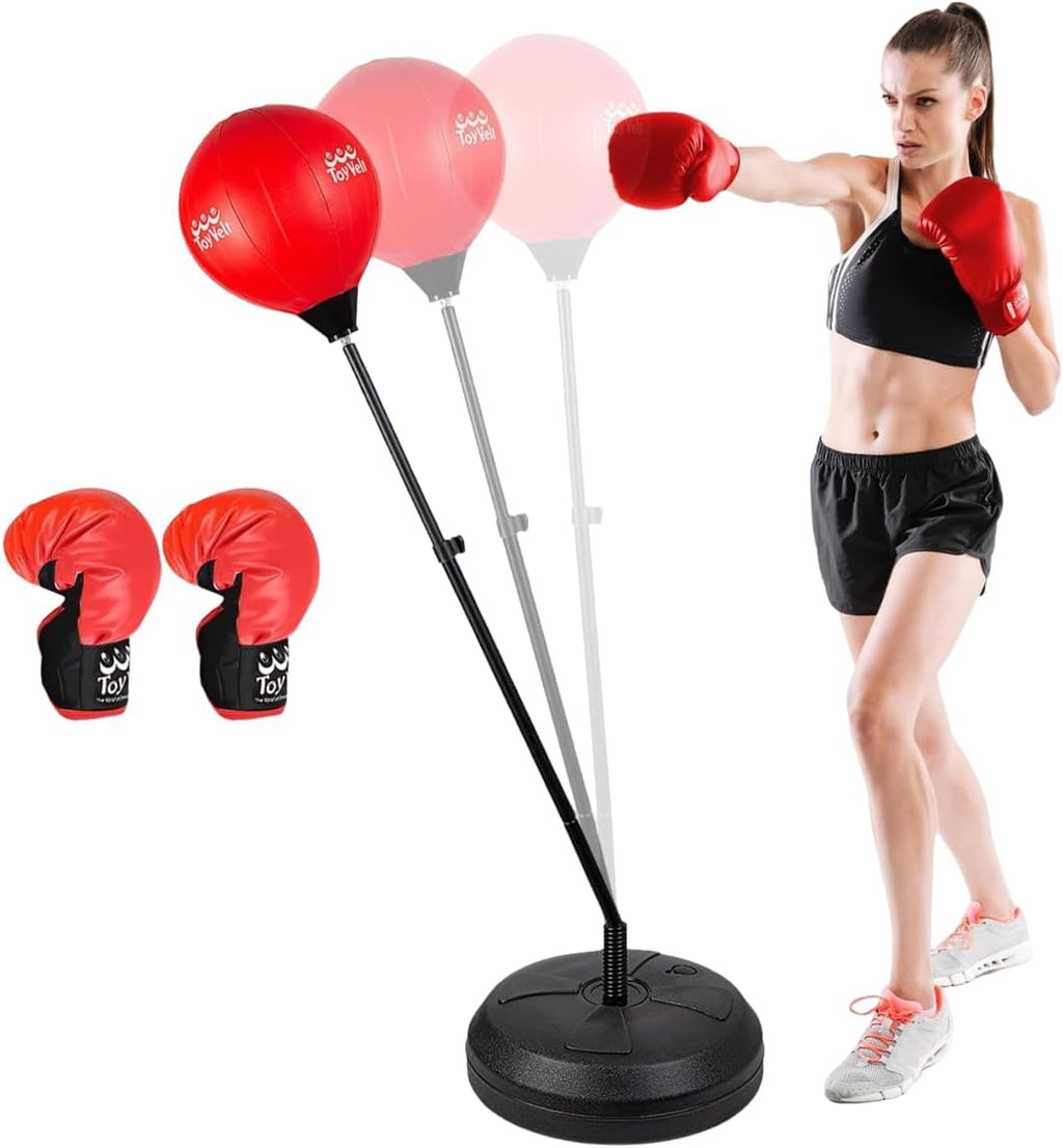 ToyVelt Punching Bag with stand for Teens and Adults, Boxing Bag, Speed bags for boxing, Adjustable standing punching bag, Boxing Equipment, Boxing Gloves, Hand Pump