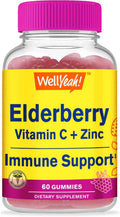 Elderberry Gummies with Vitamin C and Zinc - Antioxidant and Immune Support, Black elderberry Dietary Supplement for Men and Women - Non GMO, Vegan - Naturally Sourced Flavors - 60 Count