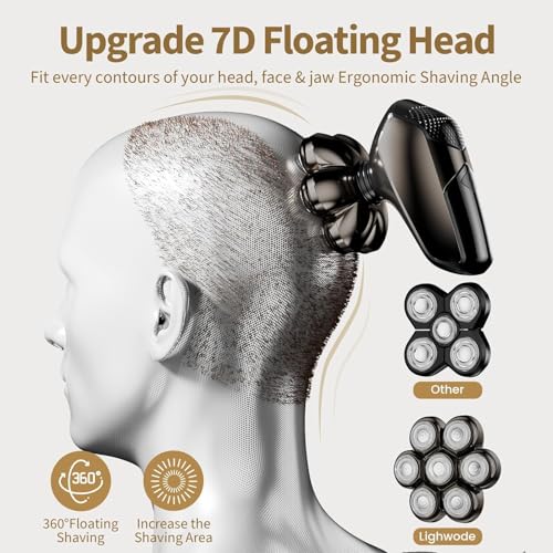 Detachable Head Electric Razor for Bald Men, IPX7 Waterproof, Rechargeable E522910