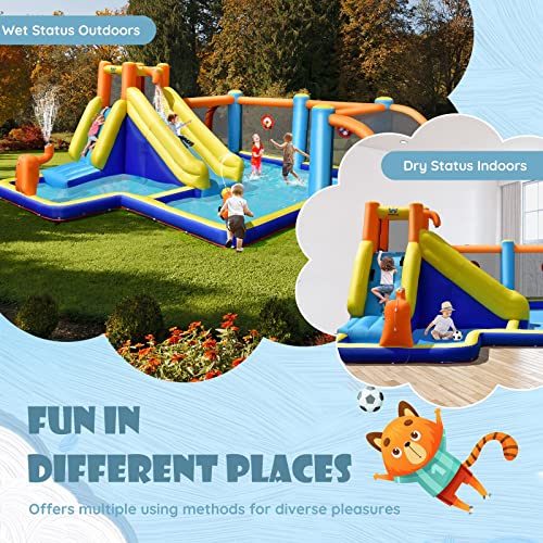 Inflatable Water Slide with Soccer Zone, Climbing Wall and Water Cannons R796092