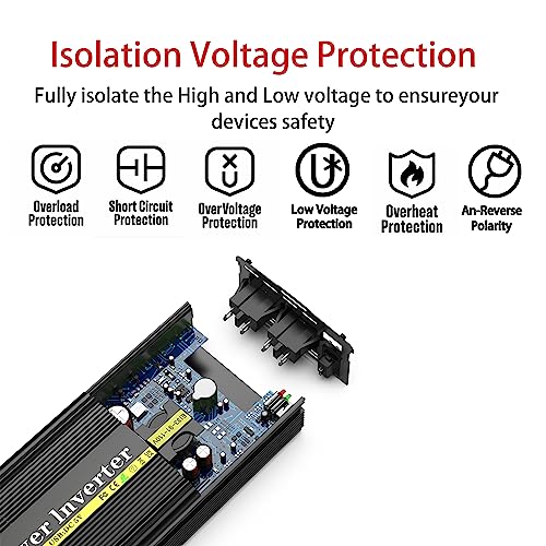 800W Car Power Inverter, DC 12V to 110V AC, 2 AC Outlets and USB Ports R9918