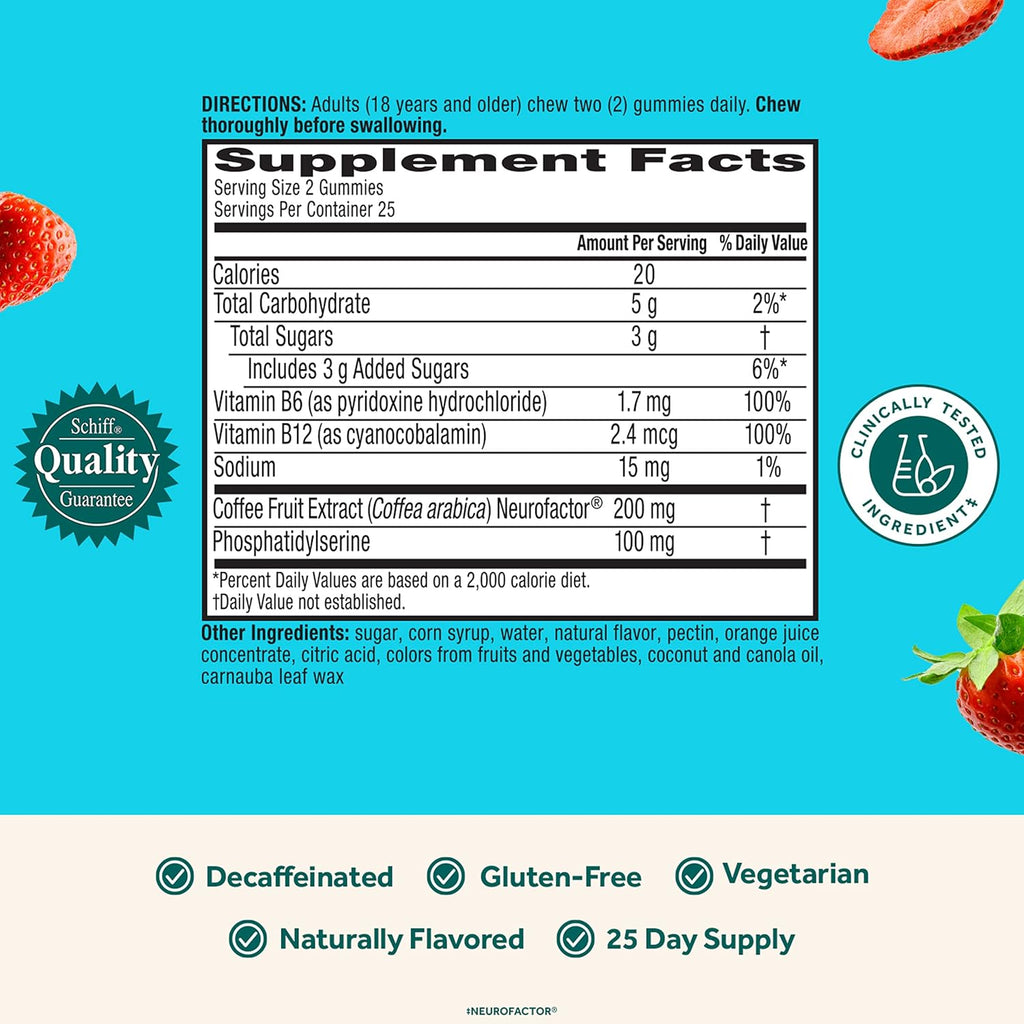 Brain Supplement for Memory and Focus, Strawberry Gummies, 50 Count N541