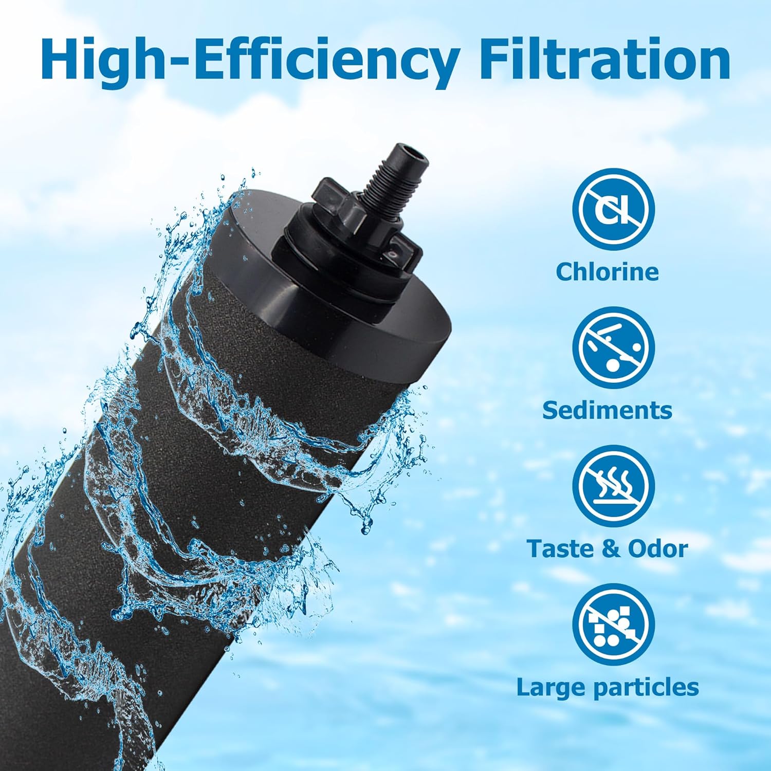 Water Filter Replacement, Black Activated Carbon, Compatible with Gravity Water Filter System, 2-Pack O569052