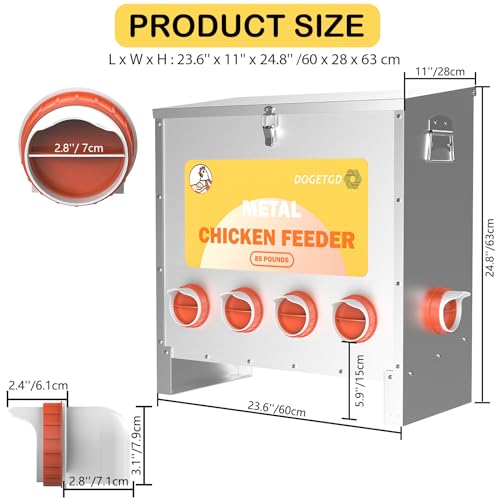 Automatic Metal Chicken Feeder, 85lbs Capacity, 10-Port Q521