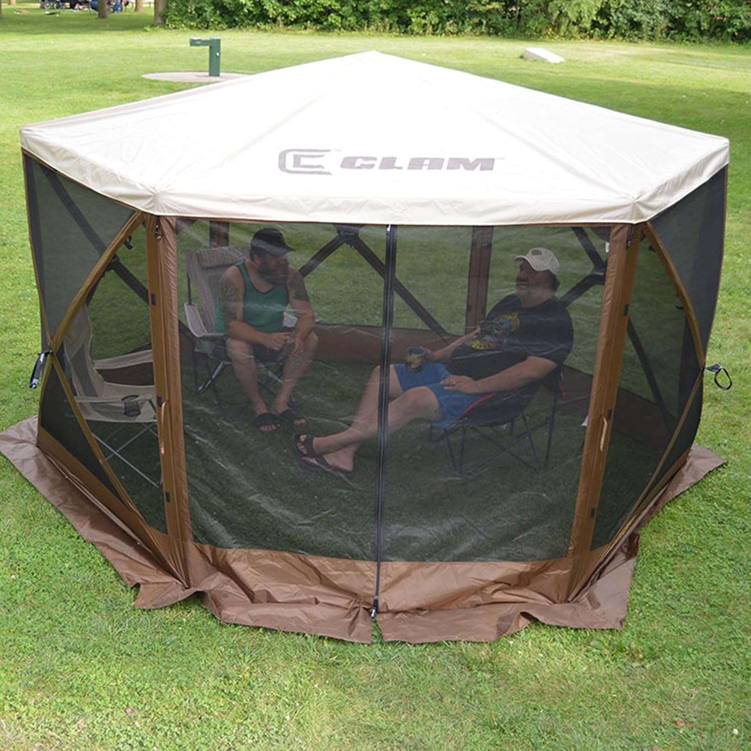 Outdoor Portable Screened Gazebo Canopy Tent with Carry Bag, Tan U6496