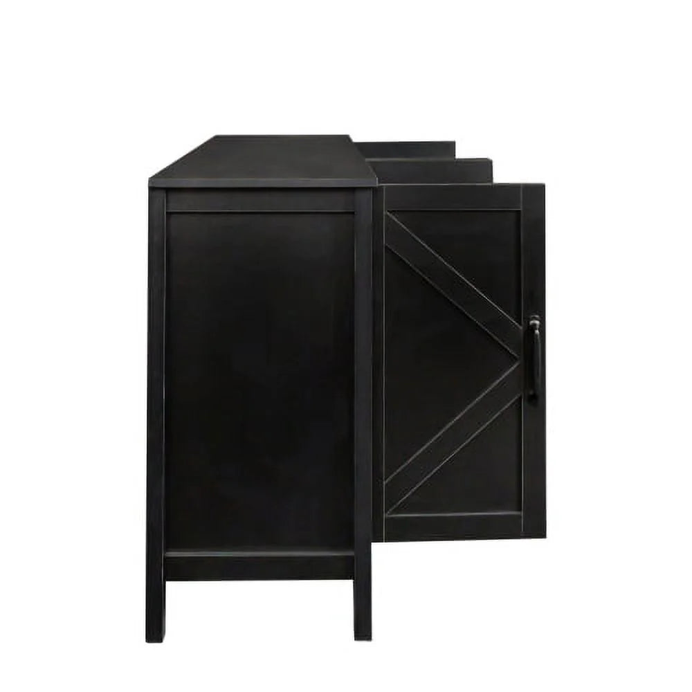 4-Door Freestanding Sideboard Cabinet with Open Shelves Y562