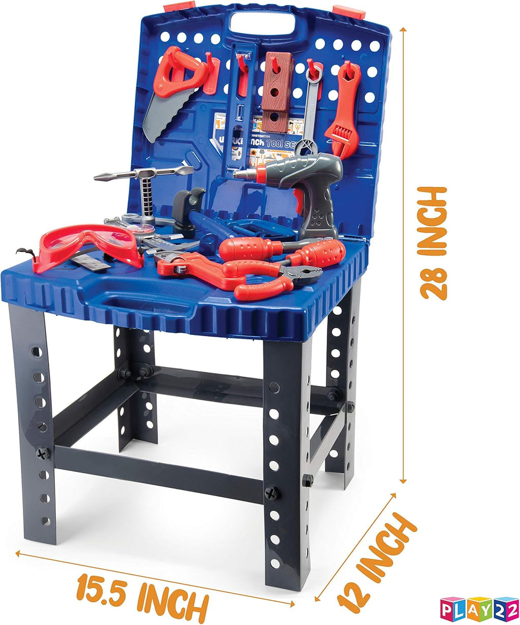 Kids Tool Set Bench 76 Pc with Electronic Play Drill - STEM Educational Pretend Play Construction Toy W608