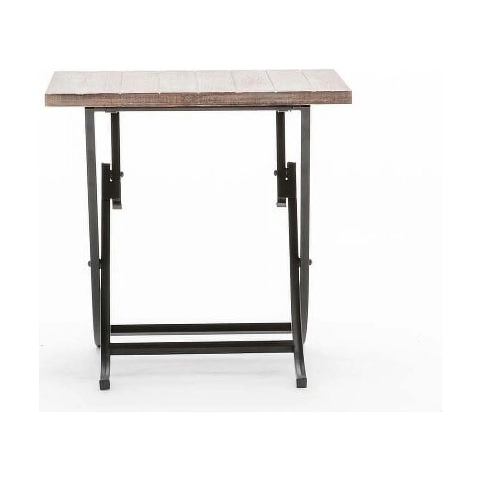 Folding Industrial Wood and Metal End Table Z420